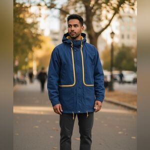 Vintage 90s London Club Color Block Jacket Mens S Blue Yellow Coastal Prep